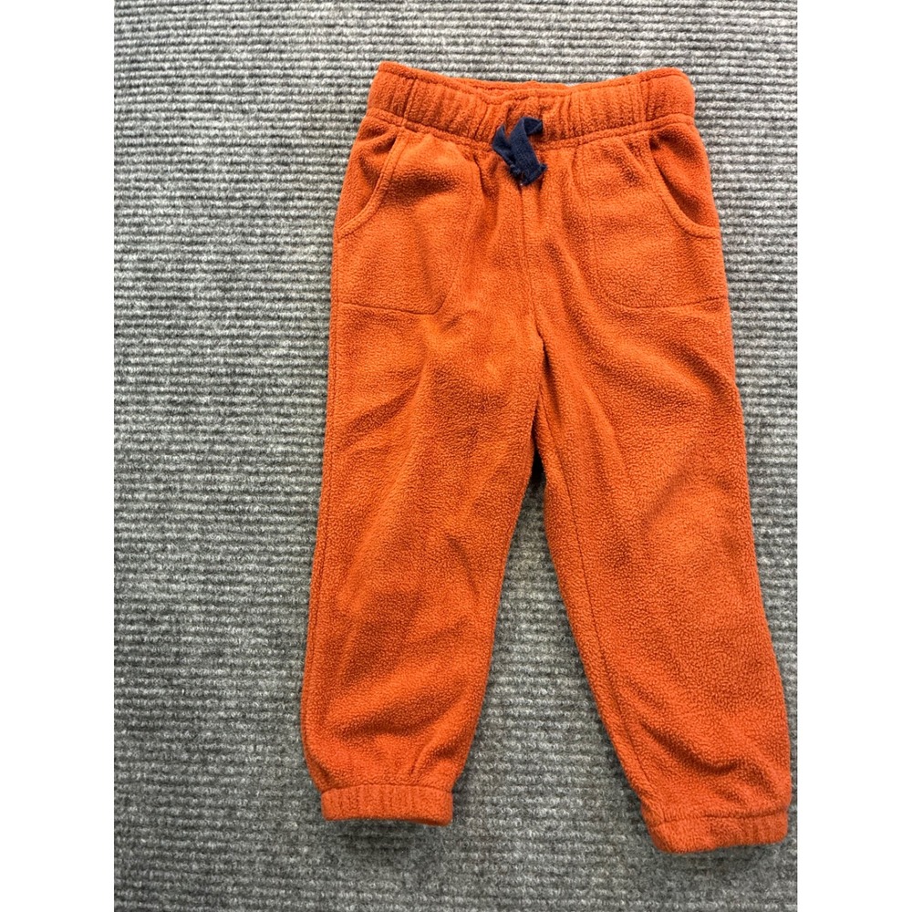 Cat & Jack Toddler Boys Orange Fleece Jogger Pants Size 3T Elastic Waist Pockets